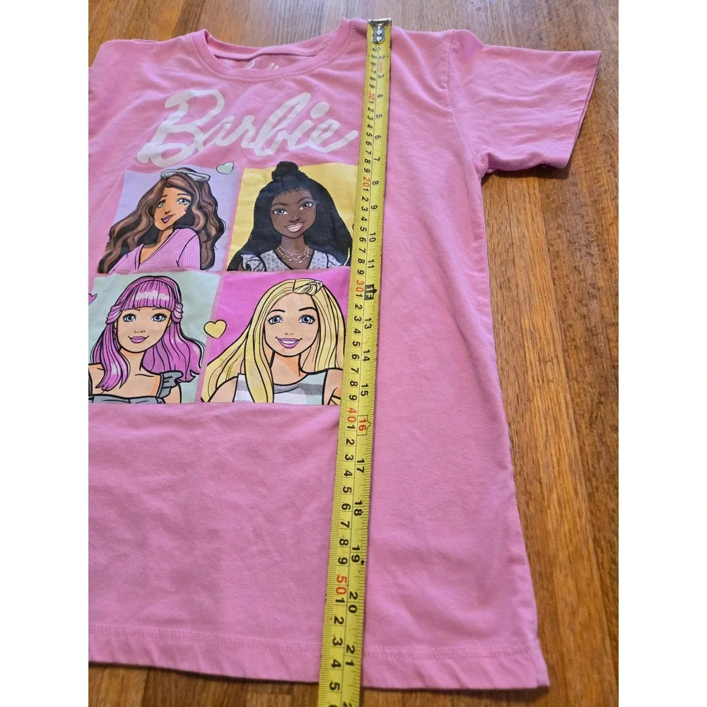 Mattel Barbie Girls Large (10/12) Pink Graphic Crew Neck‎ Short Sleeve Shirt